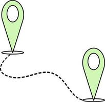 Route Location Pin Icon In Green Color. vector