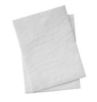 Top view of two folded pieces of white tissue paper or napkin in stack isolated on white background with clipping path. photo