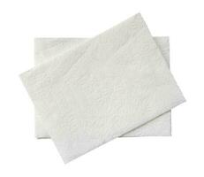 Top view of two folded pieces of white tissue paper or napkin in stack isolated on white background with clipping path photo