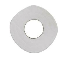 Top view of single tissue paper roll for use in toilet or restroom with hollow in the middle isolated on white background with clipping path. photo