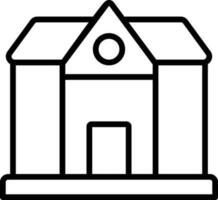 Flat style home icon in thin line art. vector