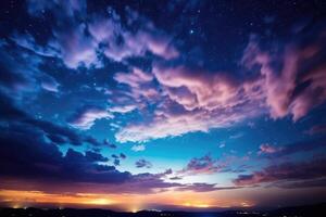 beautiful sky and clouds night photography AI Generated photo