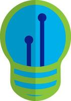 Electric bulb in blue and green color. vector