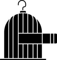 Black and White bird cage or freedom icon in flat style. vector