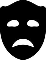 Sad face mask glyph icon or symbol. vector