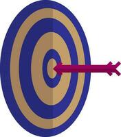 Blue and brown target with pink arrow. vector