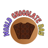 World chocolate day text calligraphy, typography,  World chocolate day lettering inscription, chocolate clipart on transparent background, chocolate icon, chocolate illustration on transparent png