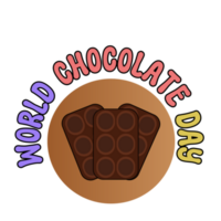 mundo chocolate día texto caligrafía, tipografía, mundo chocolate día letras inscripción, chocolate clipart en transparente fondo, chocolate icono, chocolate ilustración en transparente png