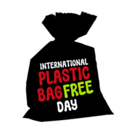 International Plastic Bag Free Day text, calligraphy,  lettering inscription plastic bag clipart on transparent background, plastic bag Day digital art,  plastic bag clipart on transparent png