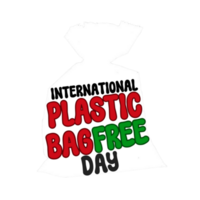 internazionale plastica Borsa gratuito giorno testo tipografia clipart su trasparente sfondo, plastica Borsa gratuito giorno calligrafia, lettering iscrizione, no plastica uso, plastica Borsa clipart png