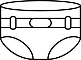 Diaper pant icon in line art. vector