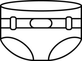 Diaper pant icon in line art. vector