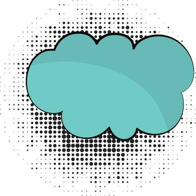 Blank comic speech bubble in blue color.
