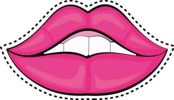 Flat illustration of woman mouth with open lips. vector