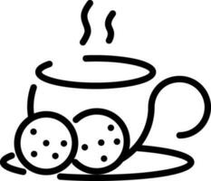 Hot Cup with Cookies on Plate Icon. vector