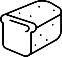 Black Line Art Bread Icon in Flat Style. vector