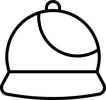 Black Line Art Cap icon in flat style. vector