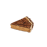 Isolated Pecan pie illustration, Pecan pie piece illustration, pecans topping pie clipart isolated, isolated Pecan pie slice illustration, Pecan pie with pecans, Dessert illustration with pecans png