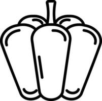 Capsicum Icon Or Symbol In Black Line Art. vector