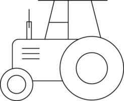 Black Line Art Illustration of Tractor Icon. vector
