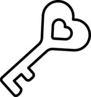 Heart key icon in black line art. vector