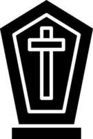 Tombstone Icon In Black And White Color. vector