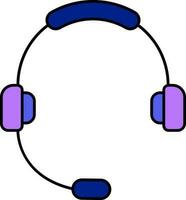 Blue And Purple Headphone Flat Icon. vector