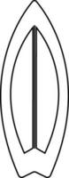 Black line art surfboard in flat style. vector