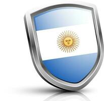 Illustration of glossy shield made by Argentina flag. vector