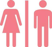 Pink man and woman restroom sign. vector