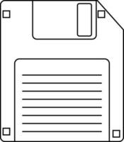 Line art floppy disk in flat style. vector