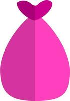 Pink money bag in flat style. vector