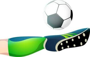 Flat style foot kicking to glossy football. vector