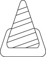 Traffic cone in black line art. vector