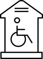 Black line art illustration of Handicapped home icon. vector