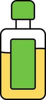 Isolated Attar Bottle Flat Icon In Green And Yellow Color. vector