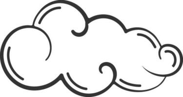 Black Line Art Illustration Of Cloud Element. vector