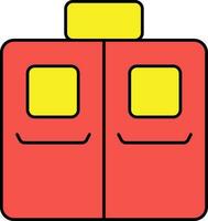 Emergency Exit Door Icon In Red And Yellow Color. vector