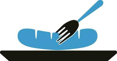 Illustration of Sausage with Fork. vector