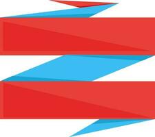 Red and blue color ribbon in horizontal stripes style. vector