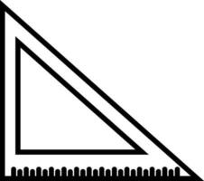 Triangular ruler in black line art illustration. vector