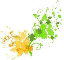 Floral element with color splash. vector