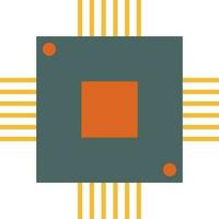 Isolated CPU in orange and gray color. vector