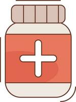 Illustration of Medicine bottle icon in orange and brown color. vector