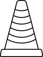 Flat style Construction cone icon in black outline. vector