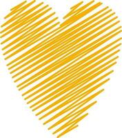 Yellow heart made by scribble lines. vector