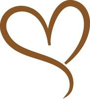ilustración de creativo marrón corazón en plano estilo. vector