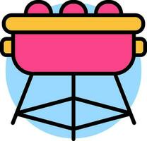 Barbeque grill icon in pink and black color. vector