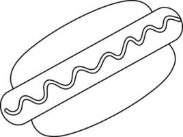 Flat style burger in black line art illustration. vector