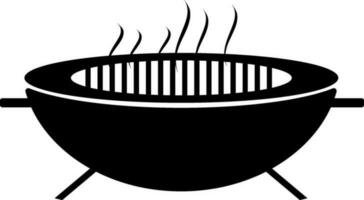 black and white hot barbecue grill in flat style. vector